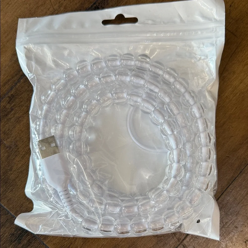 USB Charging Cable - clear bead White